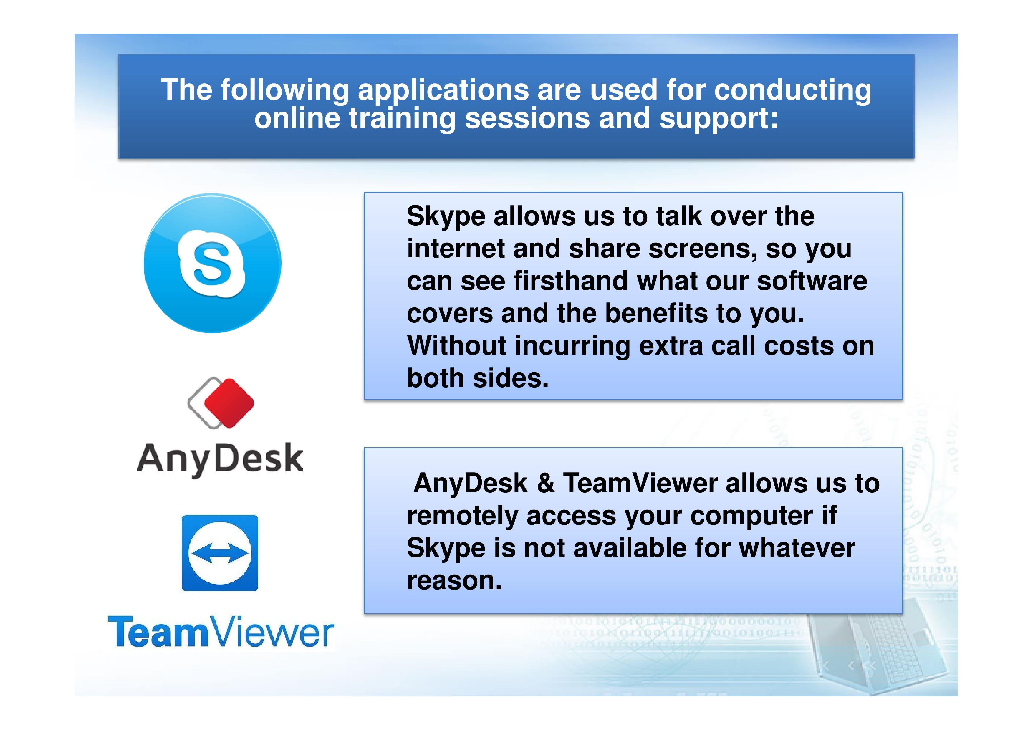 Online training and support applicaions.